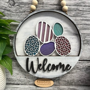 Round Welcome Sign Insert - Easter Eggs