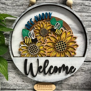 Round Welcome Sign Insert - Bee Happy